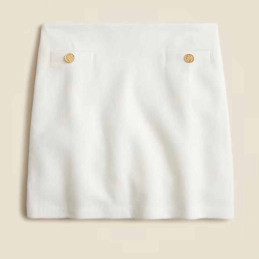 J. Crew White Mini Skirt with Gold Buttons